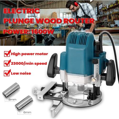 Electric Plunge Wood Router Multifunctional Wood Milling Engraving Slotting Trimming Machine 220V for Woodworking Wood Router