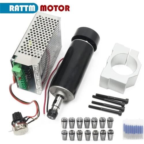 500W ER11 220V DC Air cooled spindle motor with speed governor controller + 1 set Collets + 52mm clamp + bits