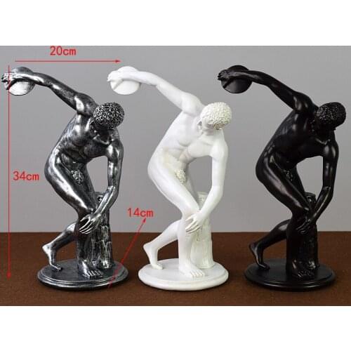 EUROPEAN RESIN CHARACTER SCULPTURE DISCUS THROWER MALE SPORTS ATHLETE STATUE HOME LIVINGROOM TABLE FIGURINES DECORATION CRAFTS