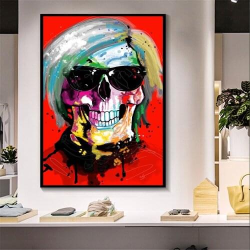Skull Art Painting Street Art Graffiti Posters And Prints Decorative Wall Skull Sunglasses Pictures For Living Room Home Decor