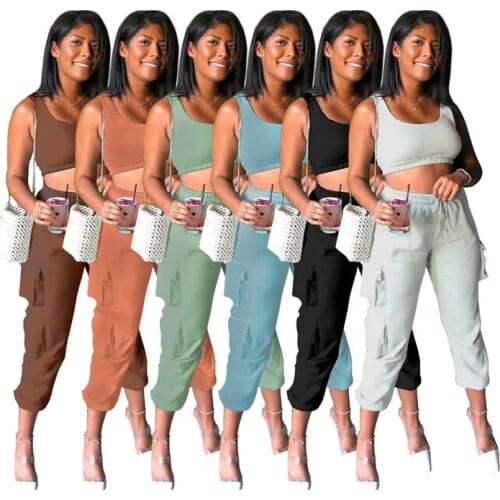 Custom yoga sets fitness women jogger matching sets custom two piece pants set