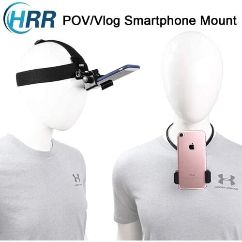 POV/Vlog Smartphone Head Strap Mount Selfie Neck Holder Mount Kit,for iPhone Samsung Phone GoPro Hero 9 DJI Osmo Action Camera