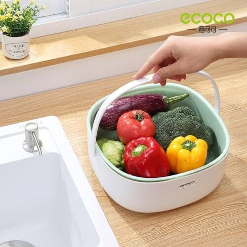 Ecoco Kitchen Water Filter Basket, Multifunctional Double-layer Vegetable Basket, Living Room Home Coffee Table Fruit Plate