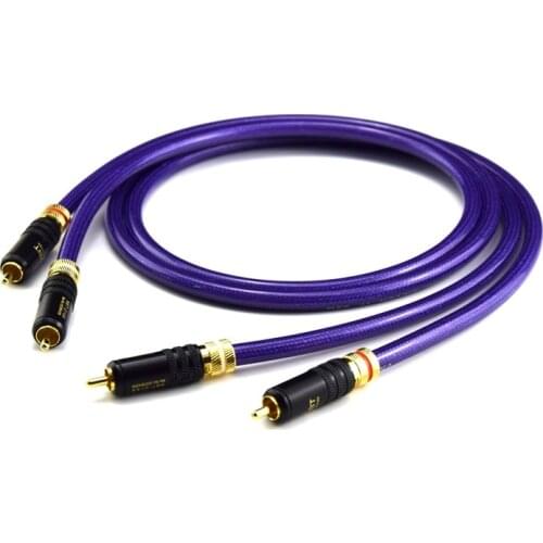 1 Pair VDH Hifi Silver Plated Aduio Line Cable Professional DVD Power Amplifier Wire Interconnector 2RCA Audio Line Male to Male