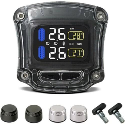 M3-B Wireless Motorcycle TPMS Real Time Tire Pressure Monitoring System Universal 2 External Internal Sensors LCD Display