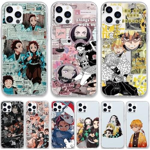 Cute Japan Demon Slayer Case For iPhone 11 11pro 12 Pro XS Max XR X SE 2020 7 8 6 S Plus 5 5S Anime Kimetsu No Yaiba Clear Couqe