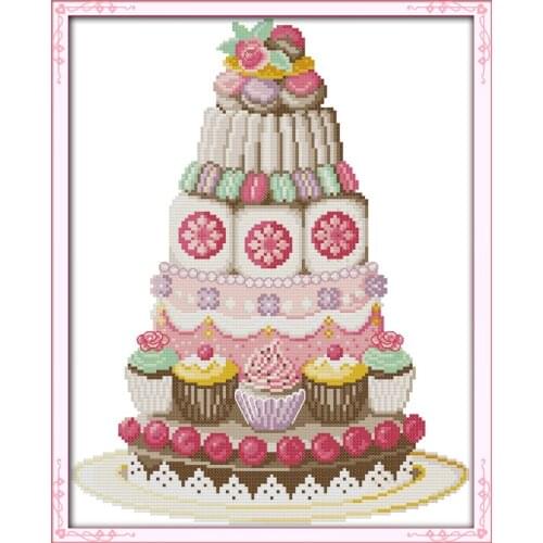 Cake tower cross stitch kit 14ct 11ct count print canvas stitching embroidery DIY handmade needlework