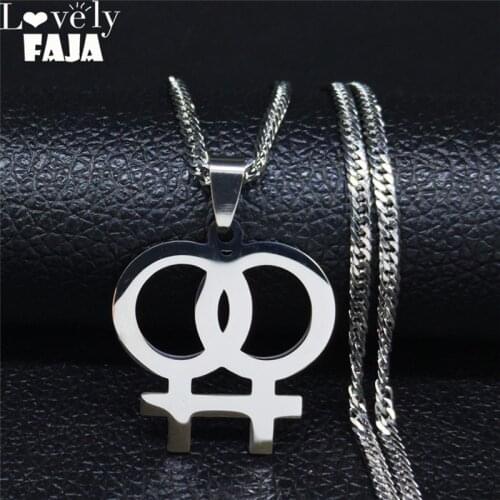 2021 New Stainless Steel Les Necklaces for Women Silver Color Statement Necklace jewelry colgantes mujer moda N20215