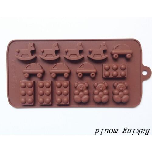 Wholesale Silicone mold B103 Bear Blocks Trojans car shape Chocolate mold Fondant cake mould Baking mold
