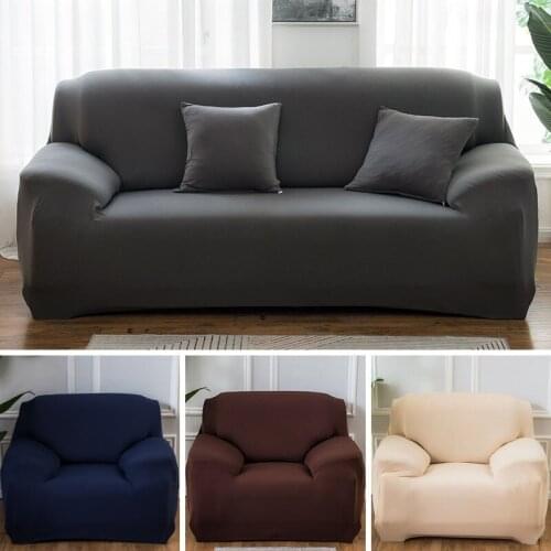 Solid Color Elastic Sofa Cover Spandex Modern Polyester Corner Sofa Couch Slipcover Chair Protector Living Room 1/2/3/4 Seater