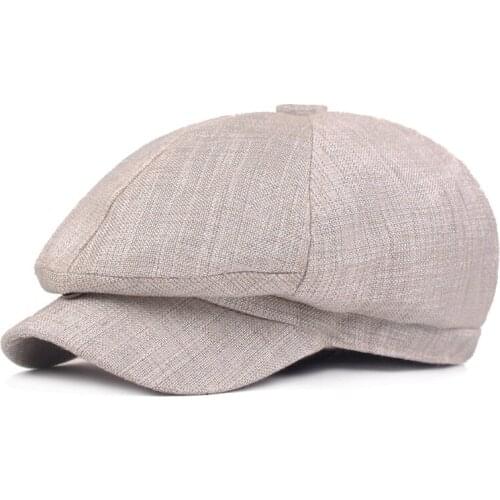 QBHAT Spring Autumn Unisex Cotton Hemp Berets Mens Forward Hat Fashion Newsboy Ivy Cap Casual Flat Driving Golf Cabbie Caps