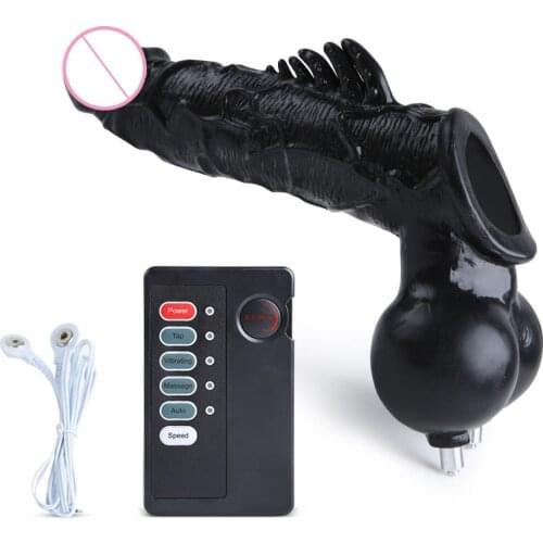 Realistic Dildo Male Masturbator sex toys Electric stimulator Penis Scrotum Chastity Cage Rings Adult Erotic toys Electric Shock