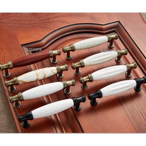 Zinc Alloy Ceramic Ancient Chinese Cabinet Handles Kitchen Cupboard Door Pulls Drawer Knobs Handles Wardrobe Pulls Furniture