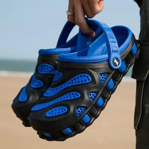 Mens Sandals Summer Anti Skid And Wear-Resistant Hole Shoes Color Contrast Dual-purpose Beach Shoes Garden Shoes Big Size 46