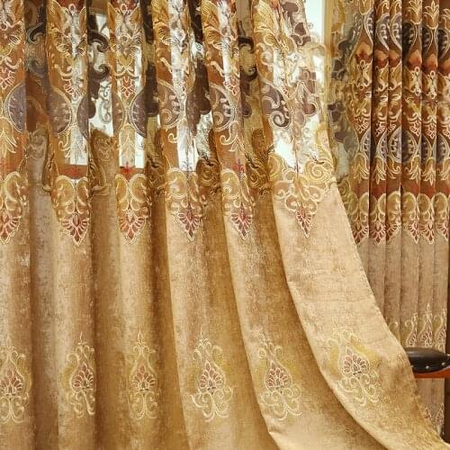 Chenille Fabric Curtains for Living Dining RoomBedroom Villa Hotel EmbroideryCurtain Tulle Finished Product CustomizationCurtain