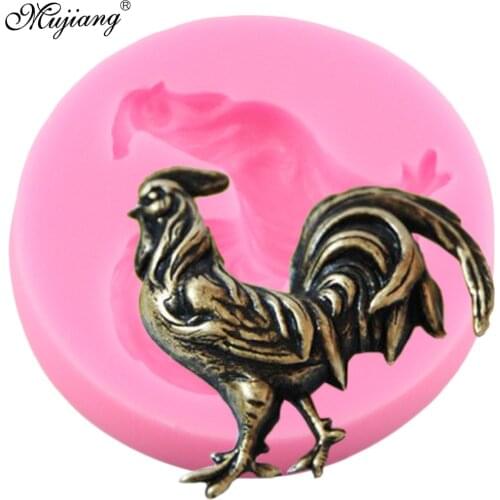 Mujiang Cock Silicone Mold Chicken Fondant Molds Wax Soap Resin Clay Candy Chocolate Gumpaste Mould Sugarcraft Cake Decorating