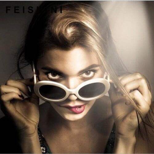 Feishini Candy Color Trend hip hop Unisex Sunglasses Women Round Clear Lens Vision Tinted Eyewear Ladies Vintage Glasses UV400