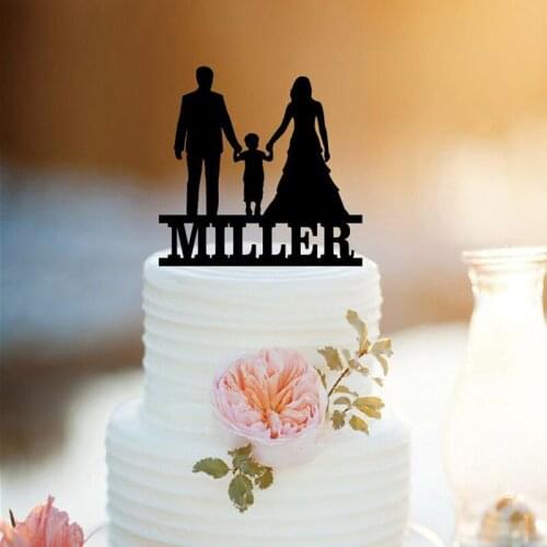 Personalized Family Wedding glitter Cake Topper /glod Topper with Children /Party Decorations Dessert toothpicks