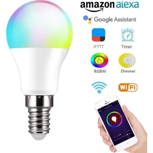E14 6W VV6 RGB+CW WiFi Smart Light Bulb Energy Saving Dimmable LED Bulb WIFI Smart Bulb APP Voice Control For Alexa Google Home
