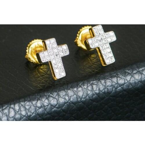 Hip HOP 5A+CZ Stone Bling Ice Out Stud Earring Cross S925 Sterling Sliver Earrings for Women Men Jewelry Earring Luxury Jewelry