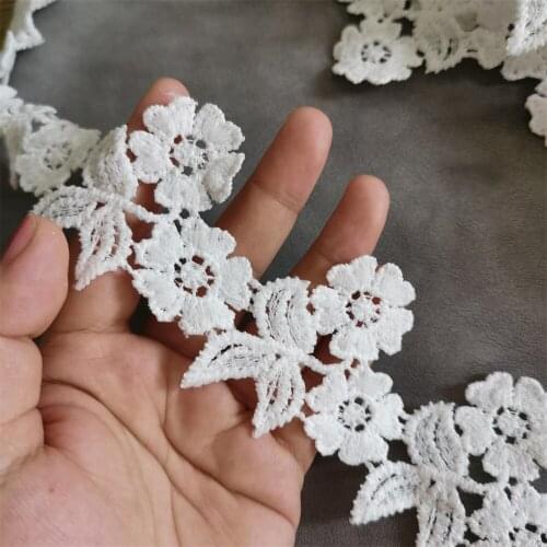 Embroidery Flower Leaves Water-Soluble Off White Lace Trim DIY Dress Skirt Sewing Accessories