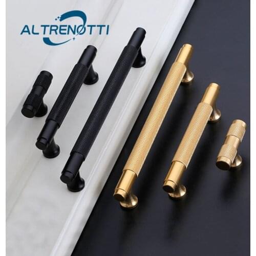 Cabinet Wardrobe Drawer Handle Aluminum Door Pull Black And Gold Luxury Dresser Kitchen Cupboard Furniture T Bar Knob Handle