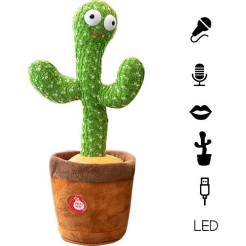Funny Repeat Talking Cactus Music Plant Toys USB Battery Cacto Falante Speak Electronic Dancing Singing Plush Toys for Kids