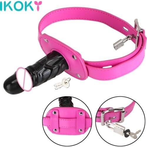 IKOKY Open Mouth Gag Sex Products Adult Games SM Bondage Restraints For Couples Flirt Mouth Plug Oral Dildo Penis Gag