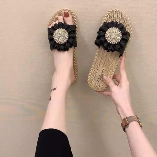 Womens Sandals New Womens Shoes In Spring And Summer Bear Bottom With Flower Dual Purpose Home Outdoor Sandals