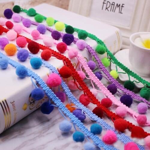 1yard/lot Pompom Fringe trim fabric tassels Fringe lace trimmings with Pompom for curtains decoration DIY Sewing Accessories