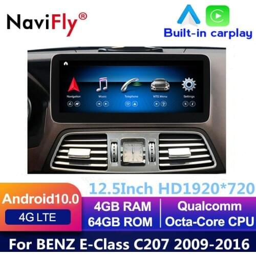 12.5" HD1920*720 Android 10 Car Multimedia Player GPS Radio for Mercedes Benz E-Class C207 W207 A207 2009-2016 NTG 4.0 4.5 5.0