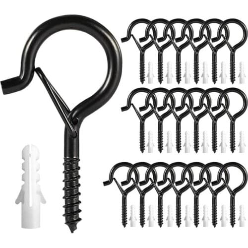 20 Pieces Q-Hanger Heavy Duty Easy Release Screw Hooks with Windproof Safety Buckle for Outdoor Christmas String Lights