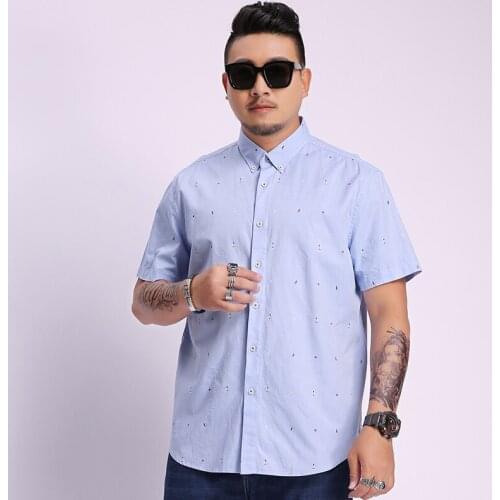 2020 plus size New summer Short sleeves shirts men casual fit printing shirts men large size 5XL 6XL 7XL 8XL Business Casual
