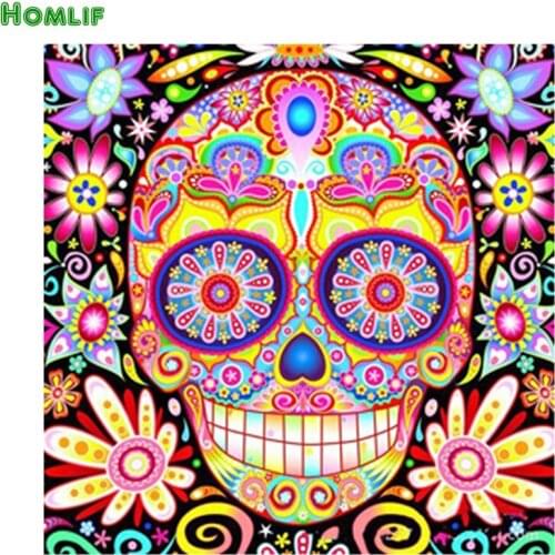 5DDiy Diamond Painting Skull Woman Cross Stitch Horror Halloween Needlework Home Decorative Full Square round Diamond Embroidery