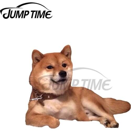 Jump Time 13 x 7.8cm For Relaxation Shiba VAN Bumper Window Car Stickers Waterproof Personality Decal Animal Vinyl Car Wrap