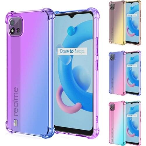 For Realme C25 C20 C21 C3 Q3 Pro V15 V11 GT Neo case Slim Clear Silicone Gel Gradient Color Phone Case for Realme 8 Pro 8 7 6 5