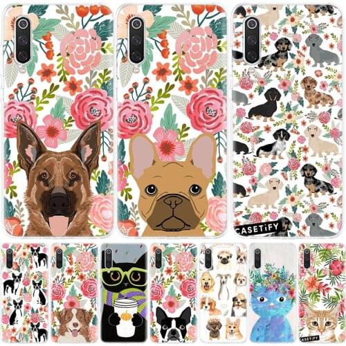 Cat cute cartoon dog flower Phone Case for Xiaomi Note 10 Mi 11 9 8 CC9 5X 6X A1 A2 A3 9T 10T Lite Pro Poco F1 X3 NFC F3 Cover C