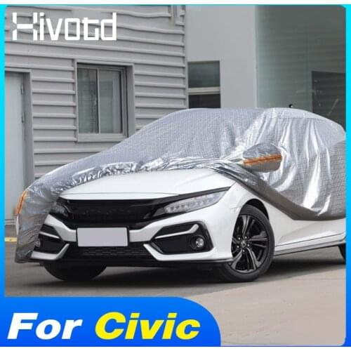 Hivotd Full Car Cover Rain Sun Waterproof Guard Outdoor Protection Parts Dustproof Accessories For Honda Civic 10th 2016-2021