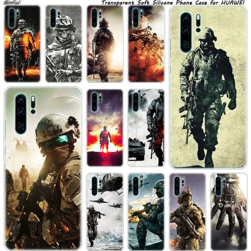 Hot Army soldier Soft Silicone Phone Case for Huawei P30 P20 Pro P10 P9 P8 Lite 2017 P Smart Z Plus 2019 NOVA 3 3i Fashion Cover