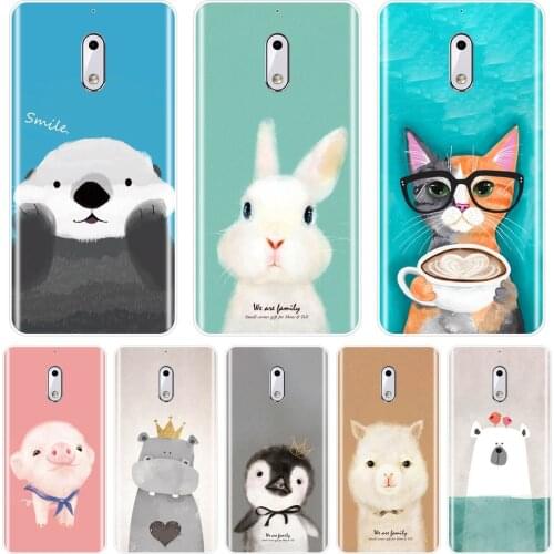 Pink Pig Cat Bear Rabbit Alpaca Otter Hippo Back Cover For Nokia 1 2 3 5 6 8 Soft Silicone Phone Case For Nokia 7 Plus X6 Case