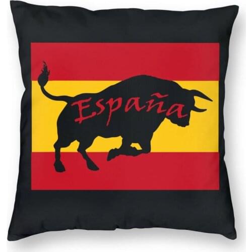 Espana Spanish Bull And The Flag Of Spain Throw Pillow Cover Polyester Decorative Pillow Creative Cushion Covers
