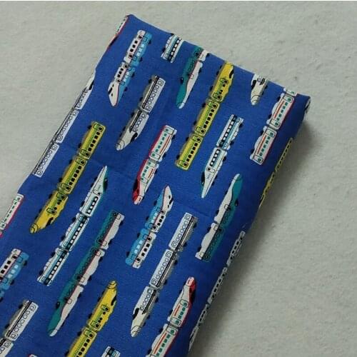 Pretty Colorful Cartoon Trains printed Cotton Fabric 50x70cm Train Fabric Patchwork Cloth Dress Home Decoration