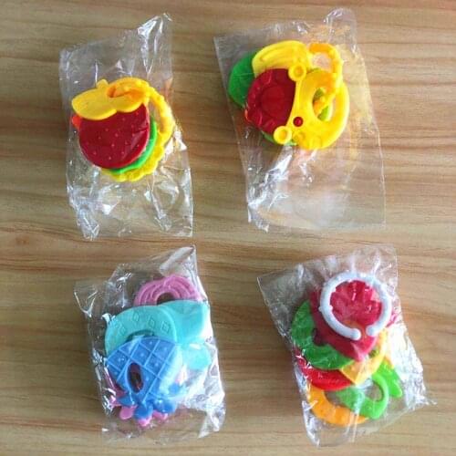 Newborn Chews Food Grade Silicone Teethers Infant Training Bed Toy Chew Toys Kid Baby Fruit Style Soft Rubber Rattle Teether Toy