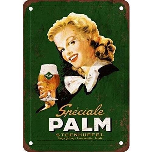 Palm Beer Nostalgia Poster Bar Garage Club Bedroom Man Cave Wall Hanging Retro Metal Decoration 8x12 Inches