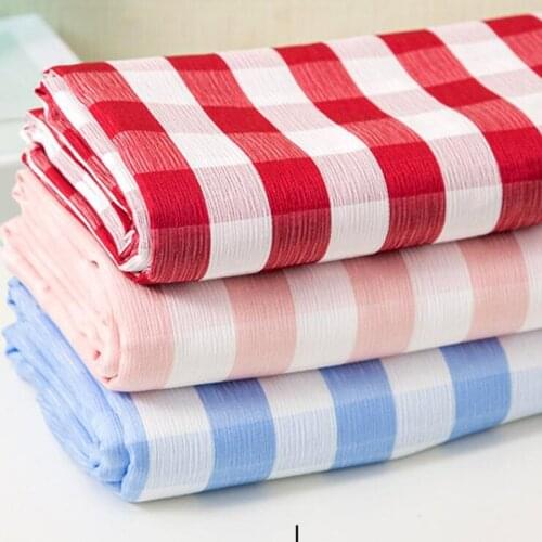 Plaid Fabric Glossy Dress Trousers Material Poly Soft Check Suit Dress Telas Tissue Patchwork Craft 1 Yard