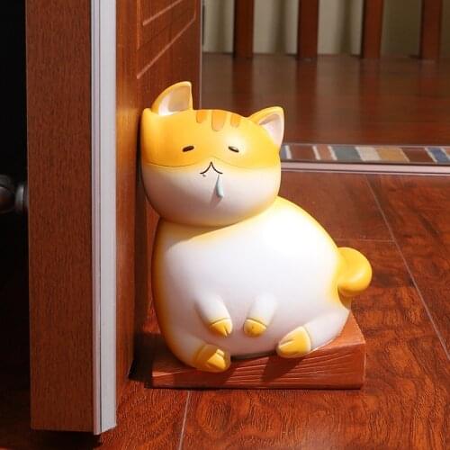 Creative Cute Cat Door Stopper Safety Door Stop Wedge Bookend Door Catcher Block For Home Office Decor Cartoon Resin Door Stop