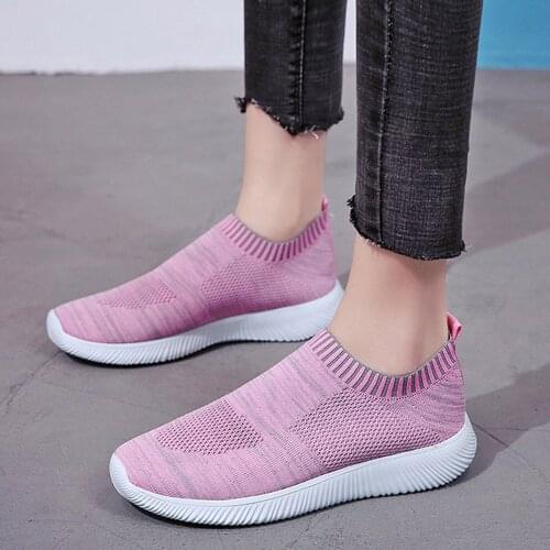TELOTUNY Sneakers Women Outdoor Mesh Breathable Solid Color Light Weight Sports Shoes Slip On Non-slip Running Shoes Sneakers