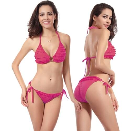 2018 Hot Sell Original factory SWIMMART model Ringed center Scrunch Butt small Ruffles Beachwear Bikini Summer Sexy Lady Bikini