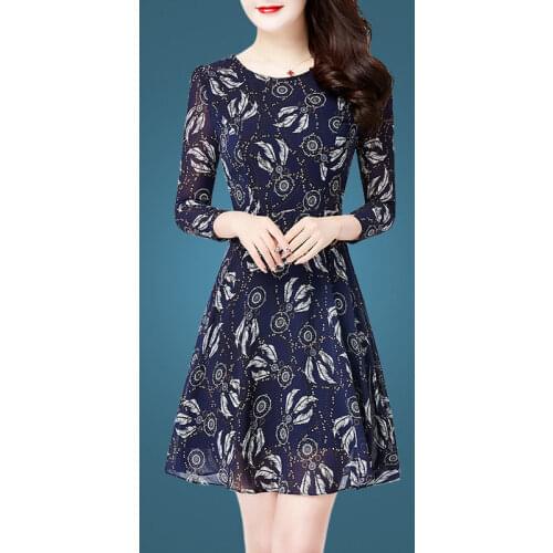 M-4XL New Vintage Elegant Women Mesh Fashion Trend Temperament Chiffon Slim Three-Quarter Sleeve Cocktail Dresses 3960