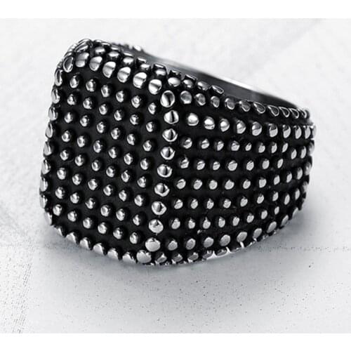 Vintage Gothic Stainless Steel Beats Square Ring Men Gothic Jewelry For Biker Punk Accessories Party Gifts